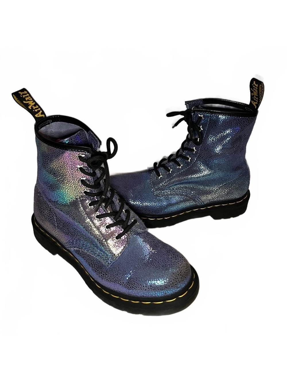 Dr. Martens 1460 Pascal Iridescent Blue Mermaid Scale Boots Size 7